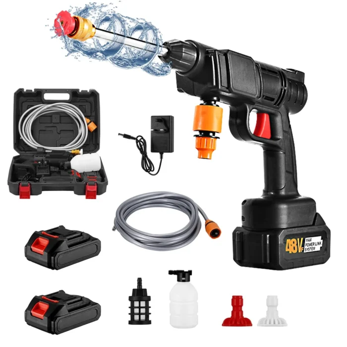 High-voltage Lithium Battery Car Water Gun 30bar Washer Portable Rechargeable 48v 300W motor Battery Spray Cleaning Machine