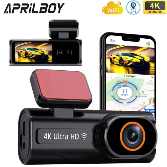 Aprilboy 4K WIFI Dash Cam Mini CAR DVR Front and Rear Dual Lens With 1080P Black Box Room Night Vision Camera Parking Monitor
