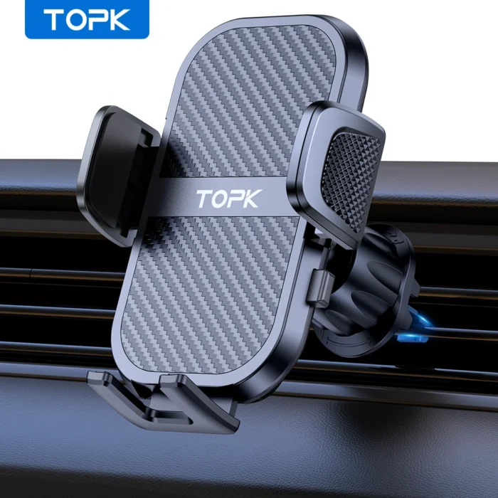 TOPK D46G Car Phone Holder Mount, Upgraded Metal Hook Cell Phone Holder For Car Air Vent Compatible With All Phones
